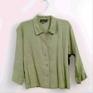 Linen 100% Carol Anderson Collection Button Front Shirt NWT Sz M Made in USA